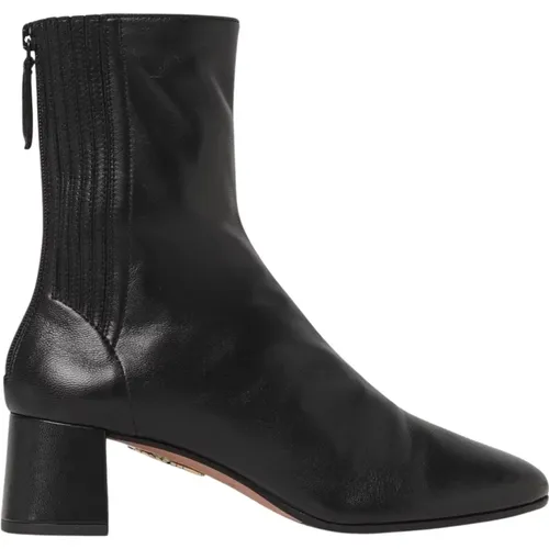 Heeled Boots, female, , Size: 6 US Leather Block Heel Booties - Aquazzura - Modalova