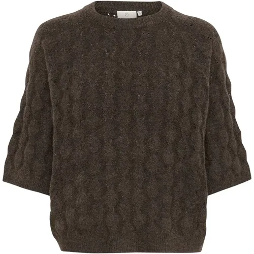 Braun Melange Strickpullover Pullover - Kaffe - Modalova