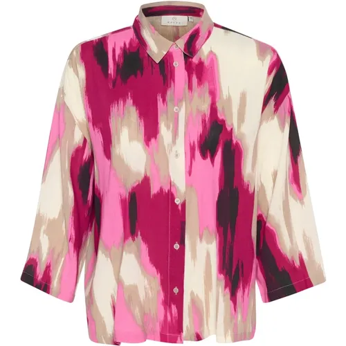 Rosa Abstraktes Print Bluse , Damen, Größe: XS - Kaffe - Modalova