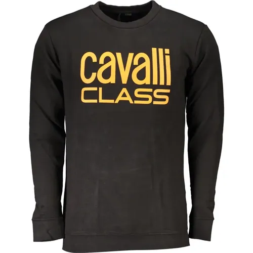 Kapuzenpullover Schwarz Langarm Logo , Herren, Größe: M - Cavalli Class - Modalova