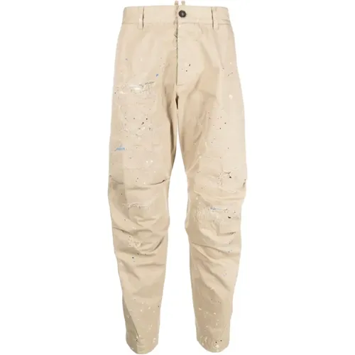 Cropped Trousers, male, , Size: M 111 Desert Tan Skipper Pants - Dsquared2 - Modalova