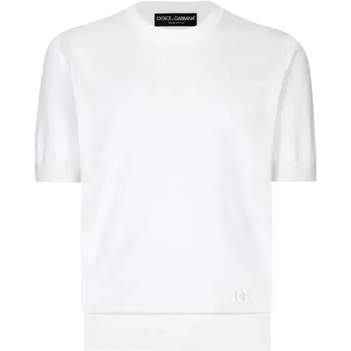 Silk Logo Embroidered Sweater , male, Sizes: 2XL - Dolce & Gabbana - Modalova