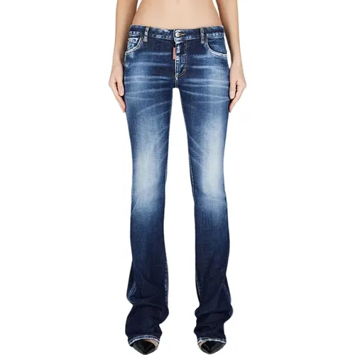 Straight Jeans, female, , Size: S Flare Twiggy Dark Wash Jeans - Dsquared2 - Modalova