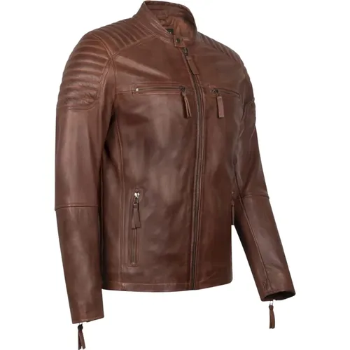 S-W Stripes Leather Jacket , male, Sizes: M, L, S - Cycas D’or - Modalova