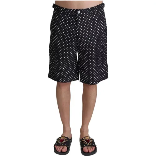 Schwarze Polka Dot Strandbekleidung Shorts Badebekleidung , Herren, Größe: S - Dolce & Gabbana - Modalova