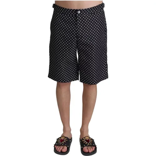 Schwarze Polka Dot Strandbekleidung Shorts Badebekleidung , Herren, Größe: M - Dolce & Gabbana - Modalova