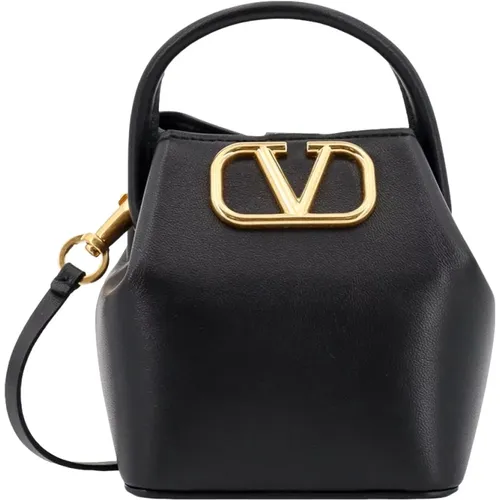 Leather Bucket Bag with VLogo Signature , female, Sizes: ONE SIZE - Valentino Garavani - Modalova