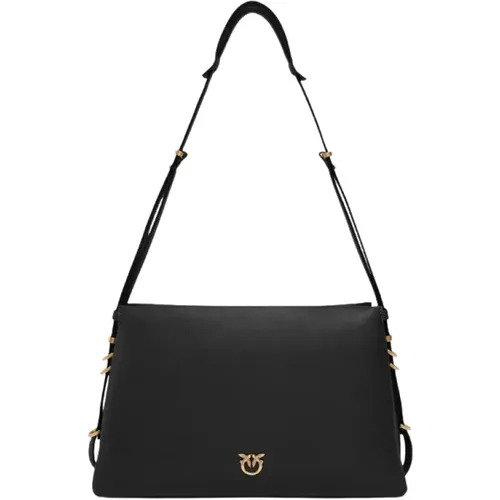 Shoulder Bags, female, , Size: ONE SIZE Leather Handbag with Clasp - pinko - Modalova