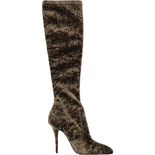 Talia Velvet Boots , female, Sizes: 3 1/2 UK - Saint Laurent - Modalova