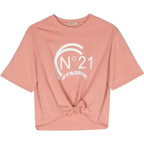 Rosa Cropped T-shirt mit Logo-Print - N21 - Modalova
