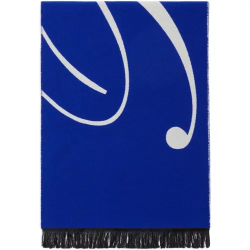 Blauer Woll-Seiden Schal mit Fransen - Burberry - Modalova