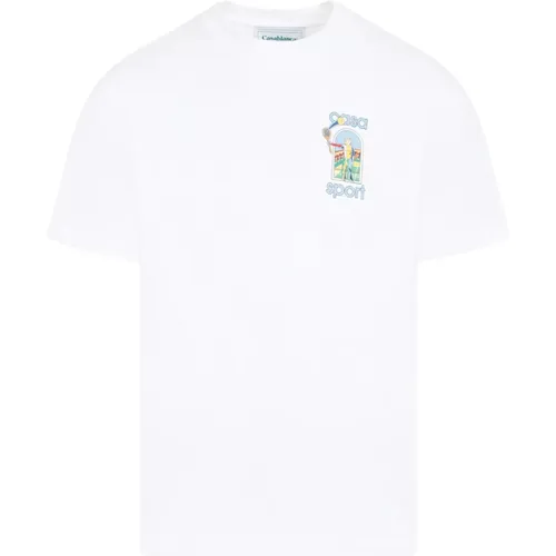 Weißes Baumwollbedrucktes T-Shirt - Casablanca - Modalova