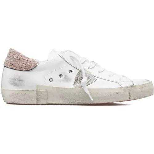 Glitter Finish Low-Top Sneakers , Damen, Größe: 38 EU - Philippe Model - Modalova