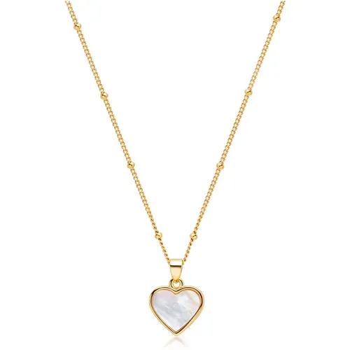 Heart Shell Necklace Gold Plated , female, Sizes: ONE SIZE - Nialaya - Modalova