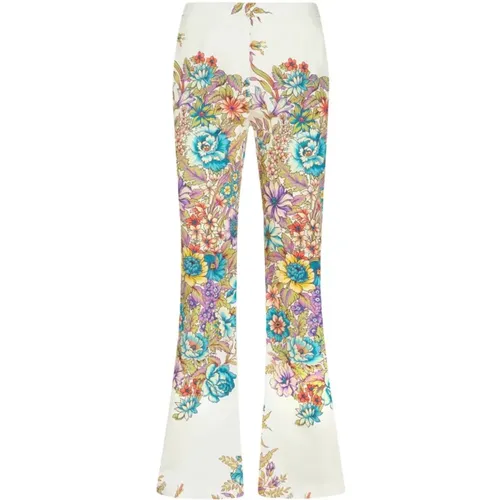 Wide Trousers, female, , Size: L Floral Print White Pants - ETRO - Modalova