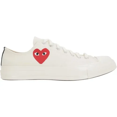 Sneakers, female, , Size: 8 1/2 US Heart Print Canvas Low-Top Sneakers - Comme des Garçons Play - Modalova