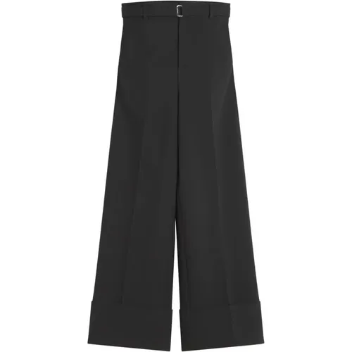 Wide Trousers, male, , Size: XL Wide Leg Pants with Buckle Detail - Lanvin - Modalova