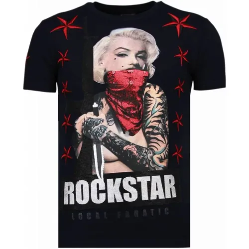 Marilyn Rockstar Rhinestone - Herren T-Shirt - 6005B , Herren, Größe: M - Local Fanatic - Modalova