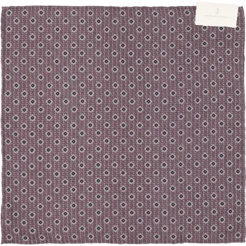 Scarves, male, , Size: ONE SIZE Silk Geometric Motif Scarf - BRUNELLO CUCINELLI - Modalova