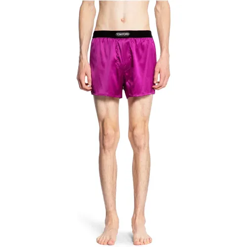 Velvet Waistband Silk Boxer Shorts , male, Sizes: M - Tom Ford - Modalova