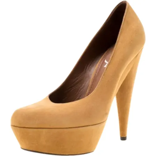 Pre-owned Pumps, female, , Size: 7 1/2 US Pre-owned Suede heels - Yves Saint Laurent Vintage - Modalova