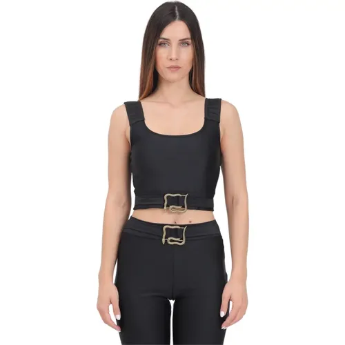 Schwarzes Casual Top mit Logo-Trägern , Damen, Größe: M - Just Cavalli - Modalova