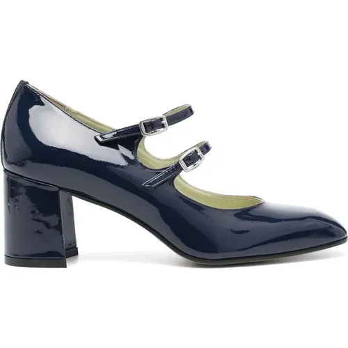 Pumps, female, , Size: 6 US Navy Patent Leather Block Heel - Carel - Modalova