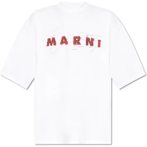T-Shirt mit bedrucktem Logo , Herren, Größe: XL - Marni - Modalova