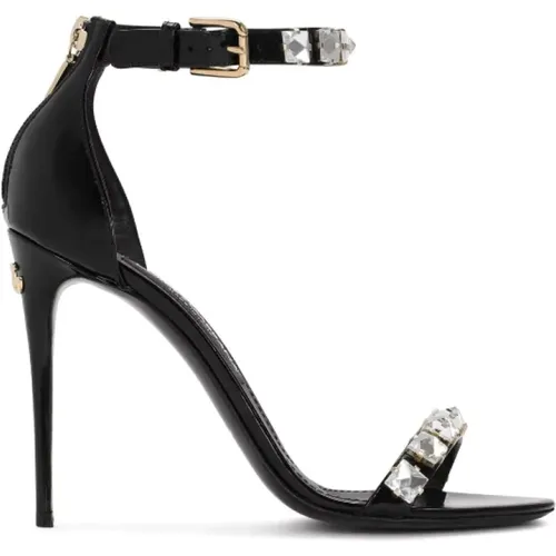 Crystal-Embellished High Heel Sandals , female, Sizes: 7 UK, 6 1/2 UK, 4 UK, 4 1/2 UK, 5 UK - Dolce & Gabbana - Modalova