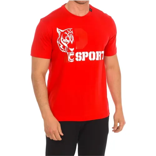 T-Shirt mit kurzem Ärmel und Markendruck,Kurzarm T-Shirt mit Markendruck - Plein Sport - Modalova