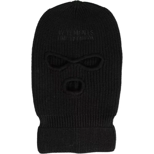 Hats, male, , Size: ONE SIZE Embroidered Logo Balaclava in Wool - Vetements - Modalova