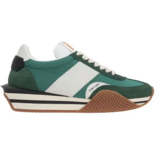 Green Low-Top Sneakers with Contrast Band , male, Sizes: 11 UK, 7 UK, 9 UK, 8 UK, 10 UK - Tom Ford - Modalova