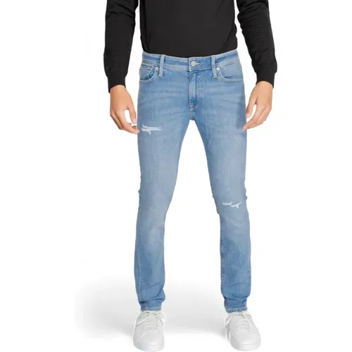 Blaue Reißverschluss und Knopf Jeans , Herren, Größe: W30 L32 - jack & jones - Modalova