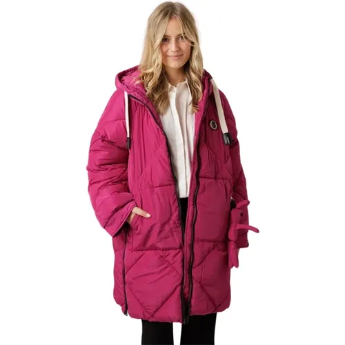 Plush Hooded Jacket Fuchsia , female, Sizes: XS, S/M - Ottod'Ame - Modalova