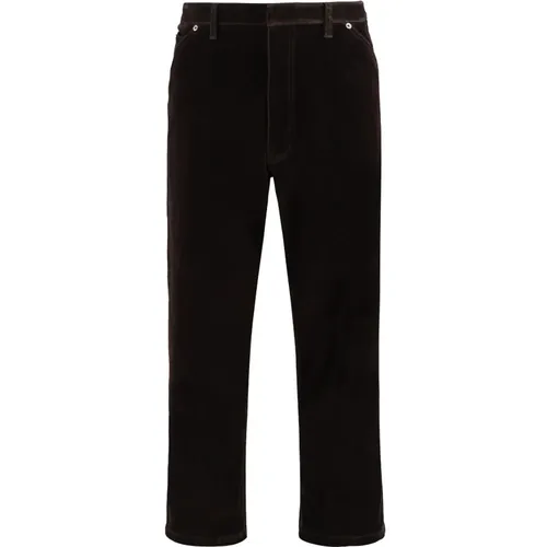 Slim-fit Trousers, male, , Size: L Velvet Trousers with Customized Rivets - Prada - Modalova