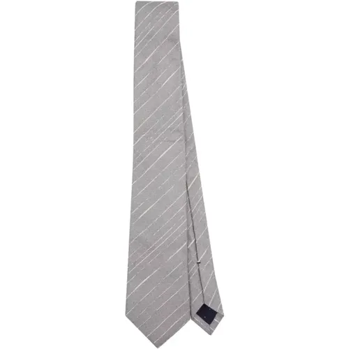 Silver Stripe Crepe Men's Tie , male, Sizes: ONE SIZE - PS By Paul Smith - Modalova