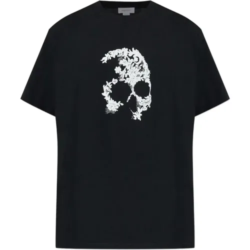 T-Shirts, male, , Size: S Lace Skull T-shirt - alexander mcqueen - Modalova