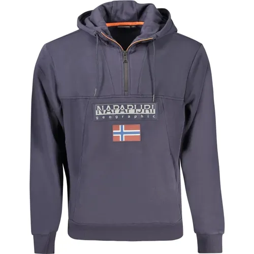 Hoodies, male, , Size: S Hooded Sweatshirt with Half Zip - Napapijri - Modalova