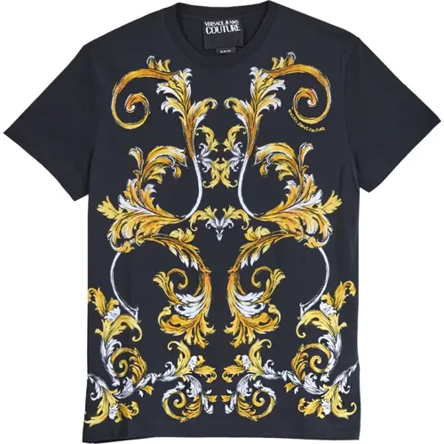 T-Shirts, male, , Size: M Barocco Outline T-Shirt - Versace Jeans Couture - Modalova