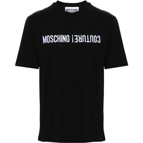 Schwarzes Baumwoll-Jersey T-Shirt mit Logo , Herren, Größe: XL - Moschino - Modalova