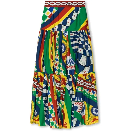 Carretto print skirt , female, Sizes: S - Dolce & Gabbana - Modalova