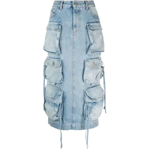 Sky Denim Cargo Skirt , female, Sizes: W27, W25, W28, W26 - The Attico - Modalova