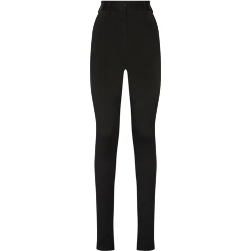 High-Waisted Skinny-Fit Trousers , female, Sizes: XS, L - Dolce & Gabbana - Modalova