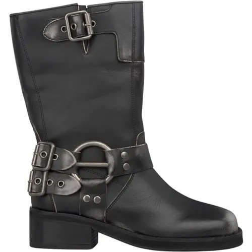 Womens Biker Boots with Buckles , female, Sizes: 7 UK, 9 UK, 4 UK - Alma en Pena - Modalova