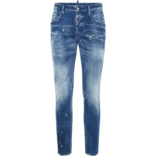Slim-fit Jeans, male, , Size: 2XL Distressed Denim Slim Cut Jeans - Dsquared2 - Modalova