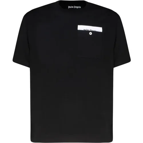 Logo Tape T-Shirt Schwarz , Herren, Größe: XL - Palm Angels - Modalova