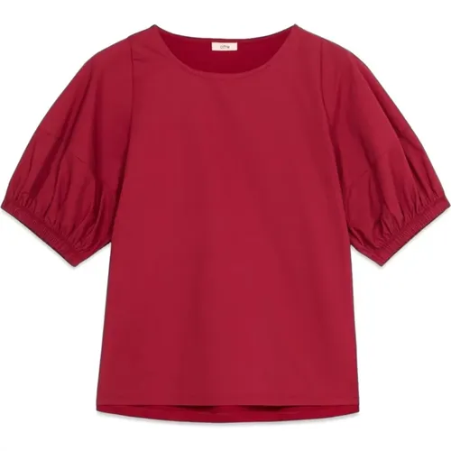 Umweltfreundliches T-Shirt mit Puffärmeln , Damen, Größe: XL - Oltre - Modalova