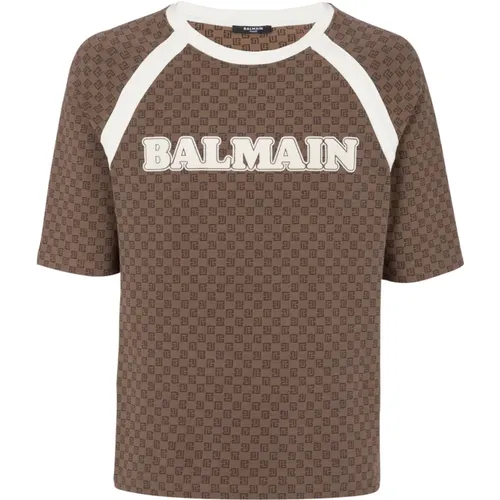 Retro-T-Shirt mit Mini-Monogramm , Herren, Größe: 2XS - Balmain - Modalova