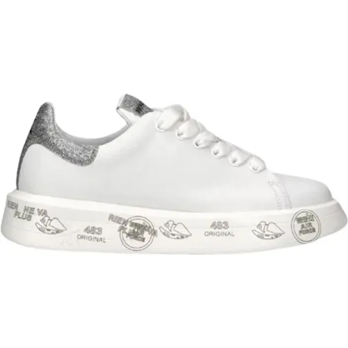 Weiße Leder Glitzer Sneakers für Damen , Damen, Größe: 36 EU - Premiata - Modalova