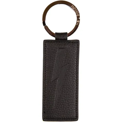 Keyrings, male, , Size: ONE SIZE Leather Keychain - Neil Barrett - Modalova